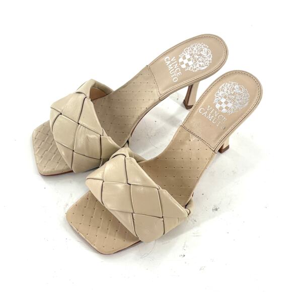 Vince Camuto Brelanie Braided Strap Heel 7 Cream NWOT Sandals Woven Square Toe - Picture 6 of 7
